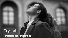  Presentation with black girl - Presentation theme with black-and-white-portrait background and a dark gray colored foreground