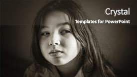  Presentation with sad girl - Beautiful PPT layouts featuring black and white portrait backdrop and a tawny brown colored foreground