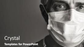  Presentation with wearing a surgical face mask - Colorful presentation theme enhanced with black-and-white-sepia-closeup backdrop and a dark gray colored foreground