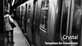  Presentation with new york - Slides having black and white shallow depth background and a dark gray colored foreground