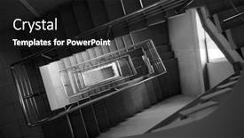  Presentation with stairway - Audience pleasing theme consisting of black-and-white-tiled-stairway backdrop and a dark gray colored foreground