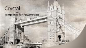  Presentation with tower - Colorful PPT layouts enhanced with black and white vintage photo backdrop and a light gray colored foreground