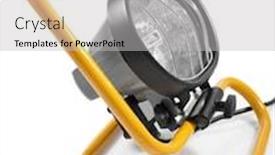  Presentation with black light - Theme with black and yellow halogen work light on a white background background and a light gray colored foreground