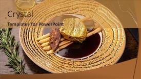  Presentation with gold food white - PPT theme featuring black-angus-24-carat-gold background and a gold colored foreground