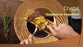  Presentation with gold food white - Presentation design consisting of black-angus-24-carat-gold background and a tawny brown colored foreground