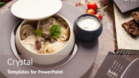  Presentation with cucumber cream - Presentation featuring black-angus-beef-hand-made background and a gray colored foreground