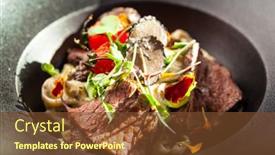  Presentation with pasta restaurant - Slides consisting of black-angus-beef-tagliatelle-pasta background and a tawny brown colored foreground