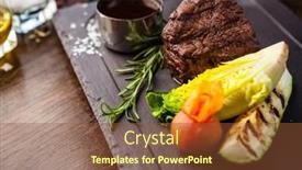  Presentation with tenderloin - Presentation theme featuring black-angus-chateaubriant-steak-tenderloin background and a tawny brown colored foreground