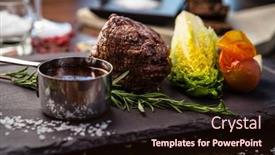  Presentation with tenderloin - PPT layouts enhanced with black-angus-chateaubriant-steak-tenderloin background and a wine colored foreground