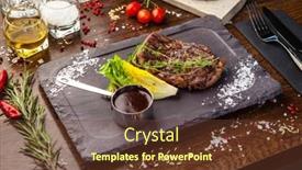  Presentation with uruguay - PPT theme consisting of black-angus-entrecote-steak-marbled background and a tawny brown colored foreground