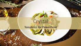  Presentation with cucumber cream - Amazing PPT theme having black-angus-hand-made-dumplings backdrop and a yellow colored foreground