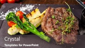  Presentation with new york - Presentation theme featuring black-angus-new-york-steak background and a dark gray colored foreground
