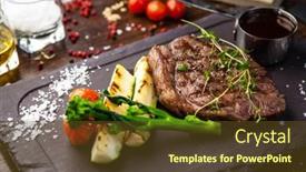  Presentation with uruguay - PPT theme having black-angus-new-york-steak background and a tawny brown colored foreground