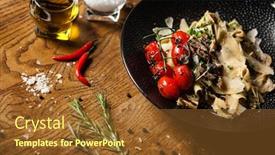  Presentation with pasta restaurant - Cool new slides with black-angus-pappardelle-pasta backdrop and a tawny brown colored foreground
