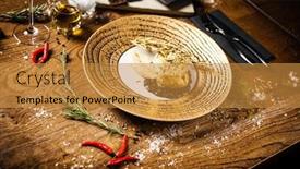  Presentation with red gold black - Beautiful presentation theme featuring black-angus-tenderloin-steak-covered backdrop and a gold colored foreground