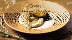  Presentation with red gold black - Beautiful PPT theme featuring black-angus-tenderloin-steak-covered backdrop and a yellow colored foreground