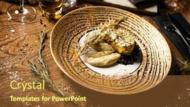  Presentation with red gold black - Slide deck with black-angus-tenderloin-steak-covered background and a red colored foreground