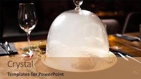  Presentation with red gold black - Audience pleasing slide deck consisting of black-angus-tenderloin-steak-covered backdrop and a coral colored foreground