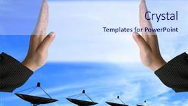  Presentation with satellite communication - Presentation consisting of black antenna communication satellite dish background and a sky blue colored foreground