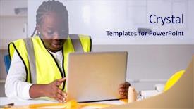  Presentation with young black couples hiking - Beautiful PPT theme featuring black architect working on project backdrop and a sky blue colored foreground