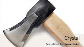  Presentation with black and white shapes - Audience pleasing slide deck consisting of black axe isolated on white backdrop and a soft green colored foreground