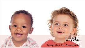  Presentation with children at camp - PPT layouts consisting of black baby - funny children looking at camera background and a coral colored foreground