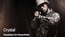  Presentation with military soldier leader - Cool new presentation theme with black background against military soldier backdrop and a wine colored foreground