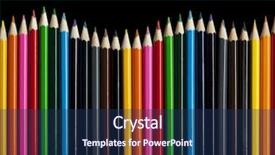  Presentation with crayons - Cool new presentation theme with black background colourful - multicolored crayons arranged backdrop and a navy blue colored foreground