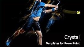  Presentation with professional tennis player athlete man - Presentation design featuring black background in light painting background and a black colored foreground