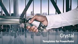  Presentation with computer vision and image processing - Theme enhanced with black background robotics - computer graphic image of businessman background and a ocean colored foreground