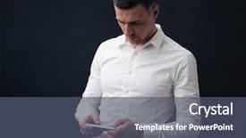  Presentation with smartphone - PPT layouts consisting of black background wearing in white background and a ocean colored foreground