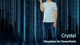  Presentation with black technology - PPT layouts featuring black background with binary background and a navy blue colored foreground