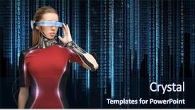  Presentation with number system - Cool new PPT theme with background with blue binary system backdrop and a navy blue colored foreground