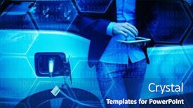  Presentation with electric charging - Theme enhanced with black-background-with-shiny-hexagons background and a ocean colored foreground