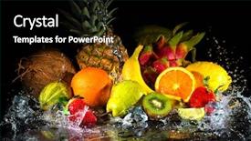  Presentation with fruit splash - Colorful presentation design enhanced with black background with water splash backdrop and a black colored foreground