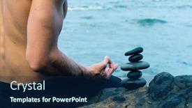  Presentation with black man - Theme featuring black-balancing-stones-arranged background and a navy blue colored foreground