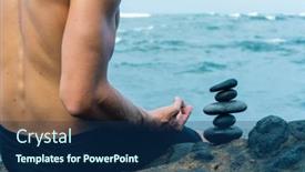  Presentation with black man - Slide set with black-balancing-stones-arranged background and a ocean colored foreground