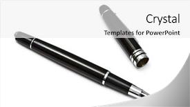  Presentation with pen - Cool new presentation theme with black ball point pen isolated backdrop and a white colored foreground