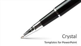  Presentation with writing pen - Colorful slide deck enhanced with black ballpoint pen writing backdrop and a white colored foreground