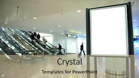  Presentation with advertising - Colorful PPT layouts enhanced with airport with blured people backdrop and a mint green colored foreground