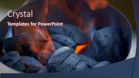  Presentation with barbecue - PPT theme featuring black-barbecue-with-burning-coals background and a tawny brown colored foreground