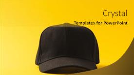  Presentation with black yellow - Presentation consisting of black-baseball-cap-and-copy and a light gray colored foreground