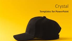  Presentation with black yellow - PPT layouts having black-baseball-cap-and-copy and a light gray colored foreground