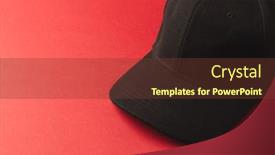  Presentation with baseball - Presentation design consisting of black-baseball-cap-and-copy and a tawny brown colored foreground