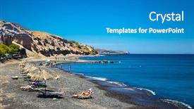  Presentation with santorini - Beautiful presentation theme featuring black beach of karterados backdrop and a teal colored foreground
