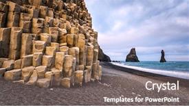  Presentation with rock - Audience pleasing PPT theme consisting of black beach reynisdrangar vik iceland backdrop and a gray colored foreground