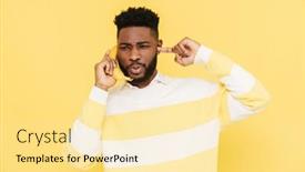  Presentation with black yellow - Presentation design having black-bearded-man-wearing-shirt background and a blonde colored foreground