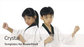  Presentation with karate - Audience pleasing presentation theme consisting of black belt - child doing karate backdrop and a lemonade colored foreground