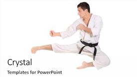  Presentation with karate - Audience pleasing presentation theme consisting of black belt - karate jump backdrop and a white colored foreground