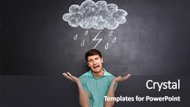  Presentation with black man - Amazing presentation theme having black blackboard with drawn raincloud backdrop and a dark gray colored foreground